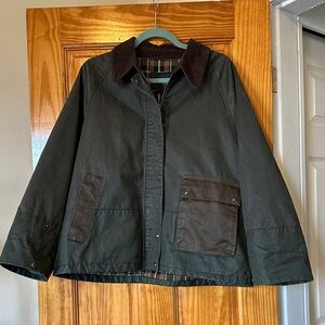 Women’s - Mango - Dark Green Barn/Chore Jacket with Brown Corduroy Collar